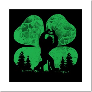 St Patricks Day Bigfoot Sasquatch Shamrock Posters and Art